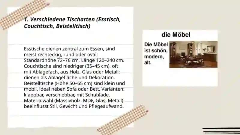 Verschiedene Tischarten 3