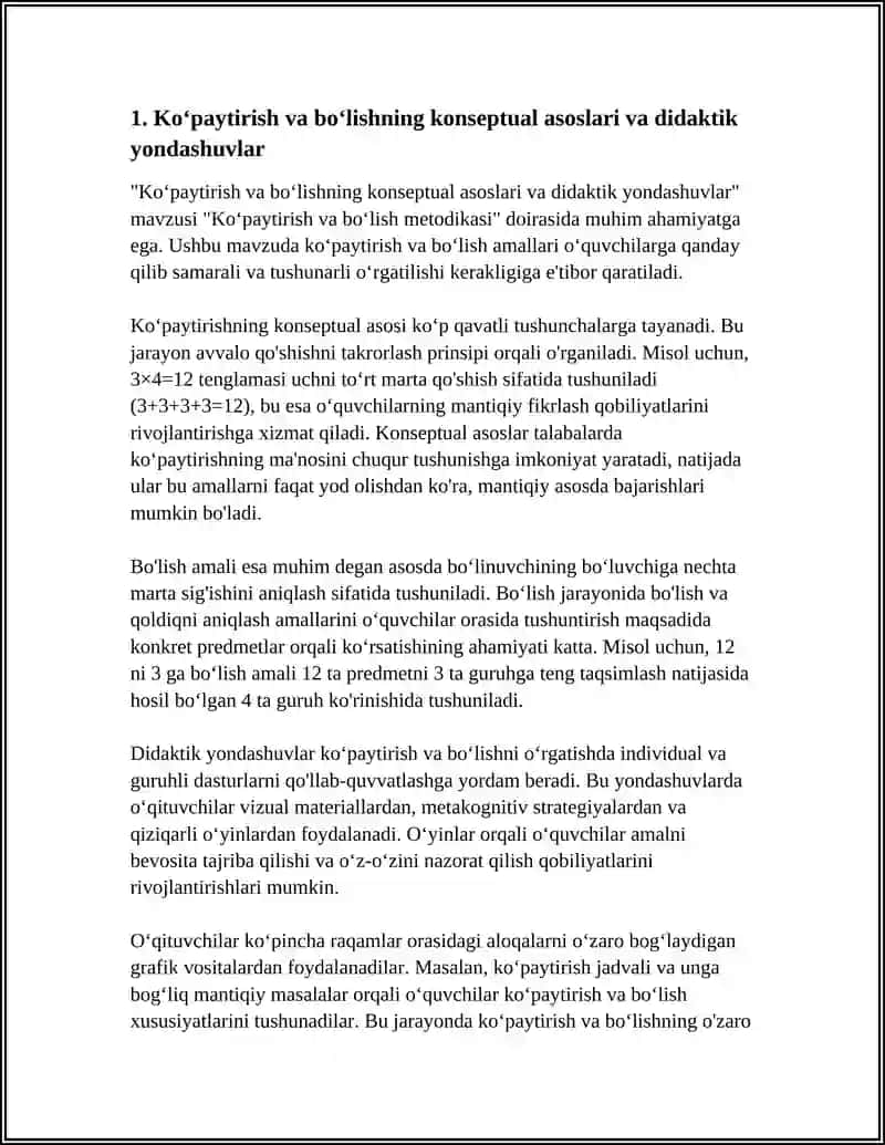 Koʻpaytirish va Boʻlish Metodikasi 3