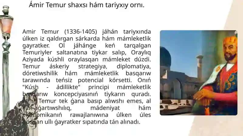 Ámir Temur ullı mámleket gayratkeri. 3