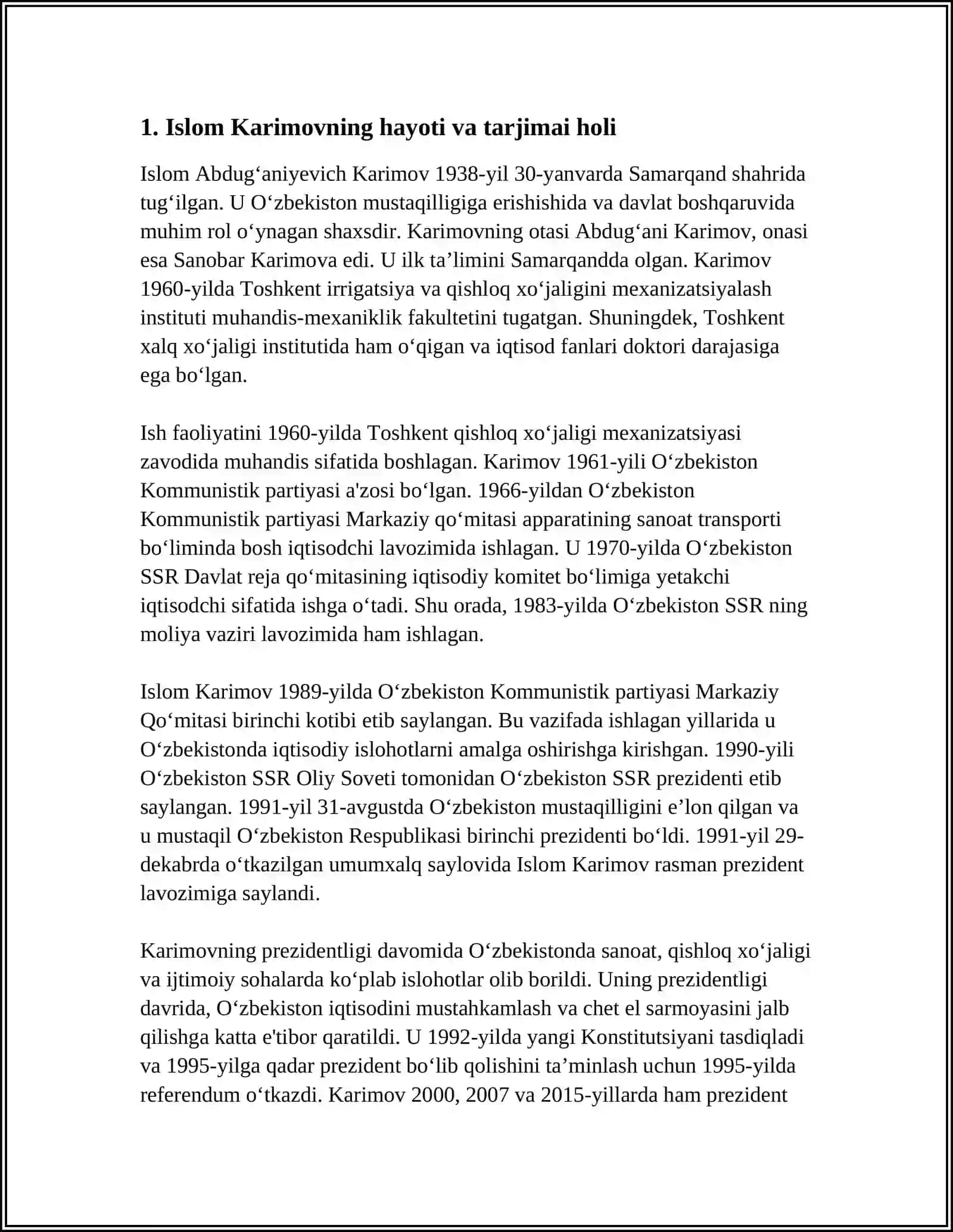 I.KARIMOV-OʻZBEKISTONNING BIRINCHI PREZIDENTI 3