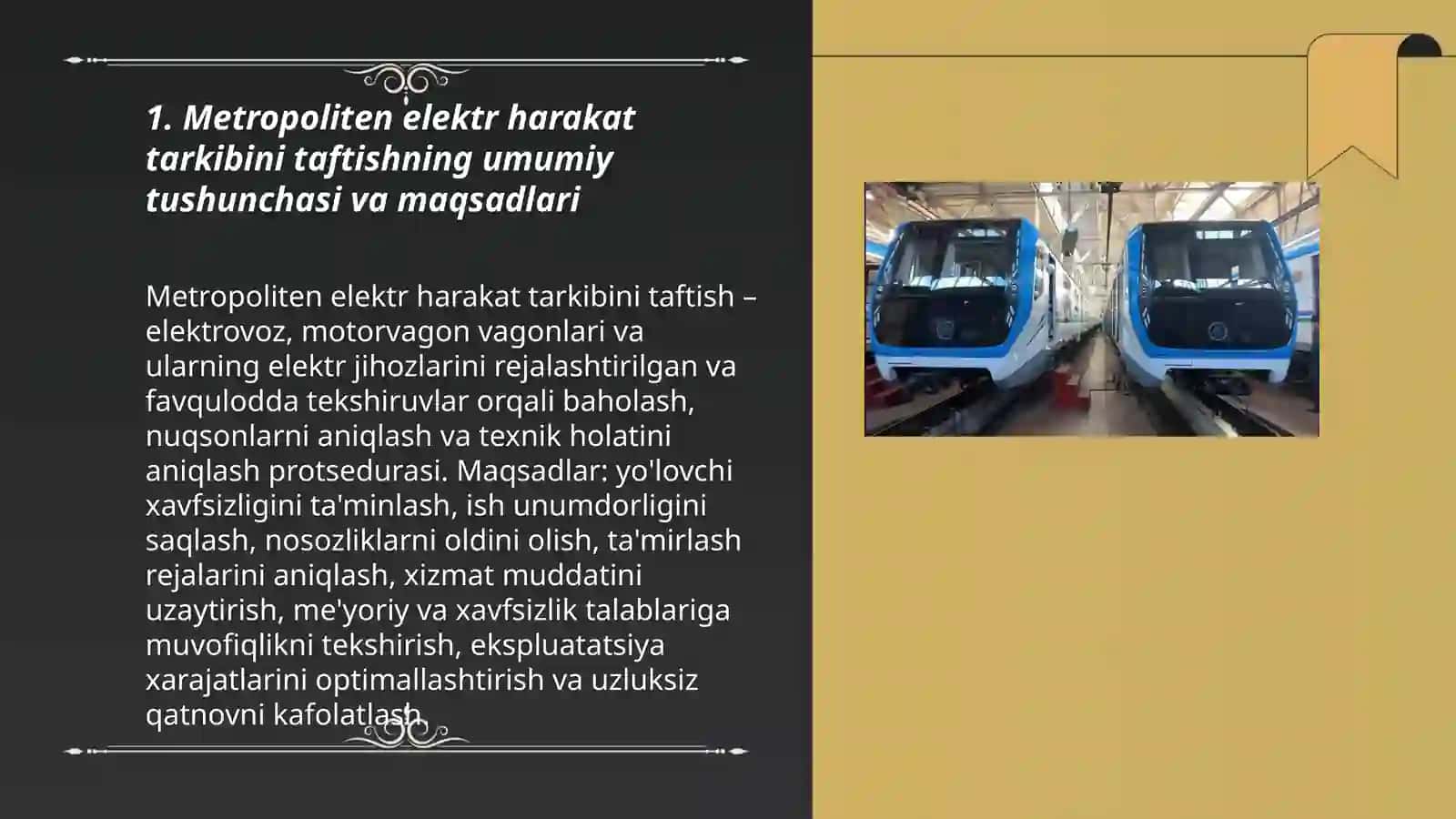 Metropoliten elektr harakat tarkibi taftish usullari 3
