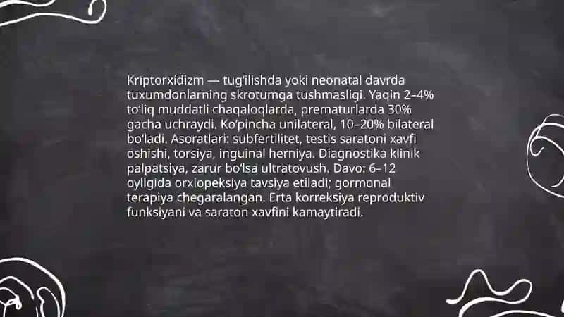 Tanosil a'zolari tizimi rivojlanish nuqsonlari 3