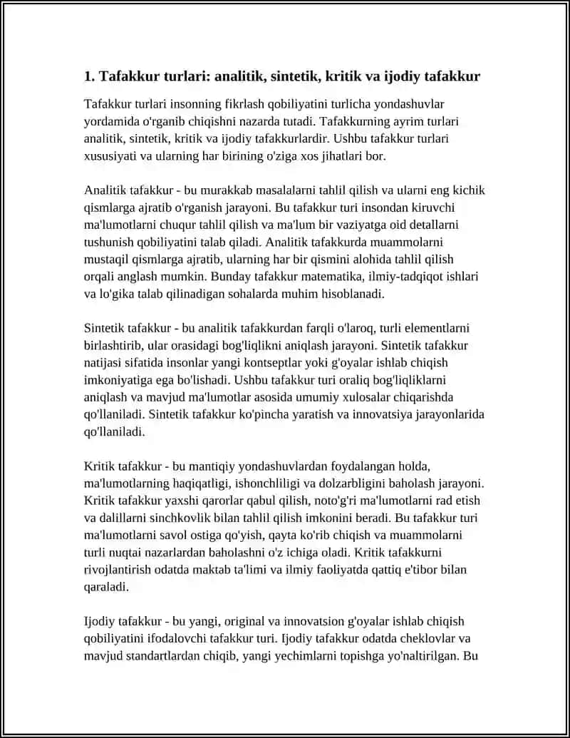 TAFAKKUR TURI, SHAKLI VA OPERATSIYALARI 3
