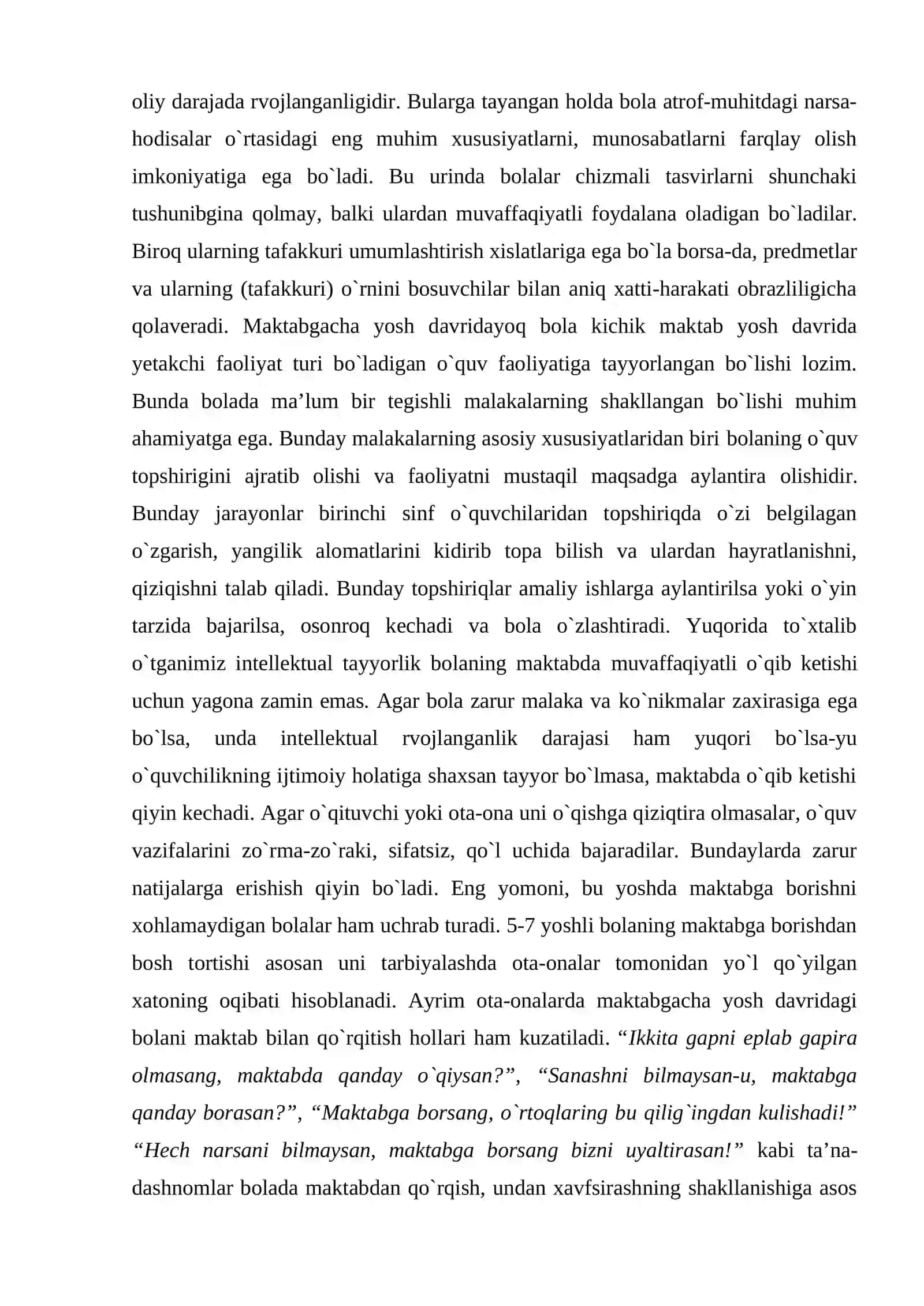 Bolaning maktab ta`limiga tayyorgarligi tahlili 3