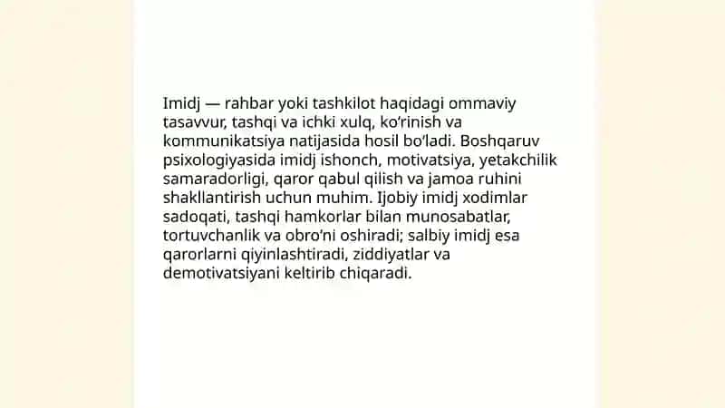 BOSHQARUV PSICOLOGIYASIDA IMDJNI SHAKLLANTIRISH TAMOYILLARI 3