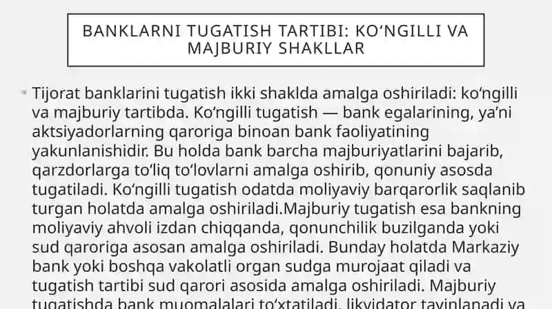 Tijorat banklarini tugatish tartibi 3
