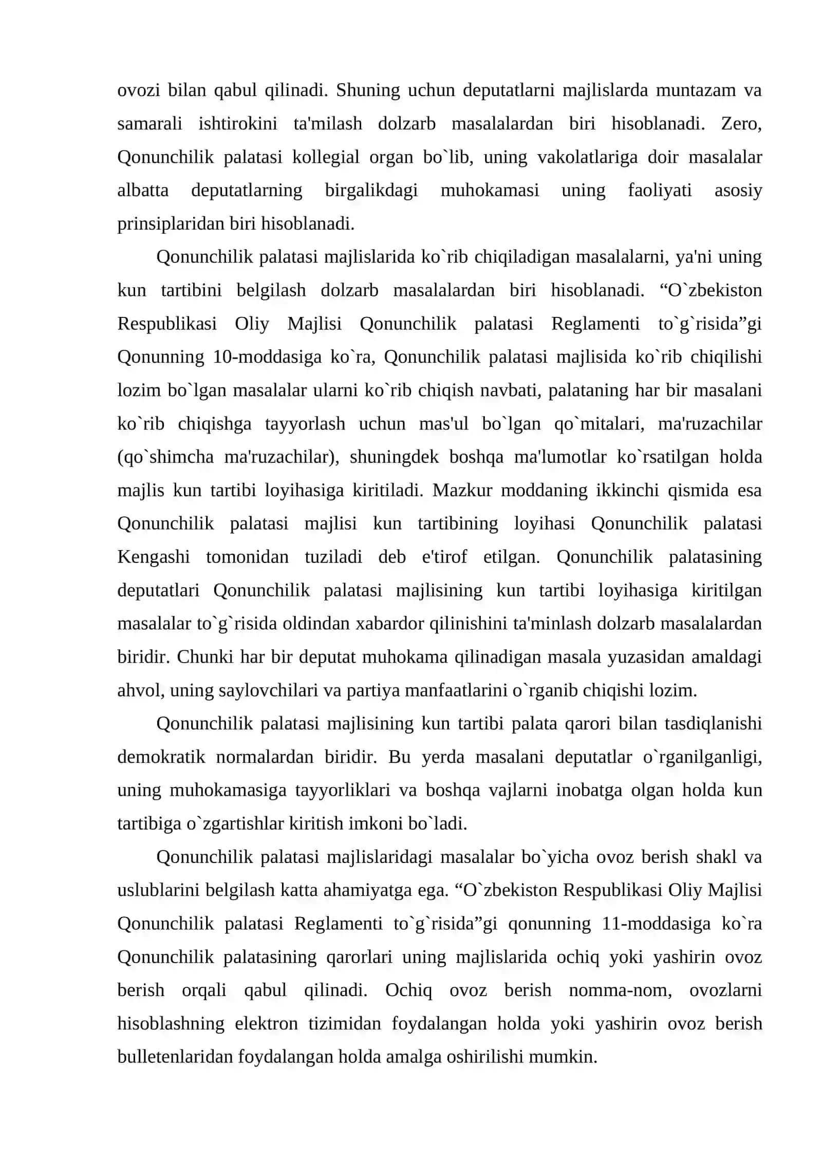 O`zbekiston Respublikasi Oliy Majlisi Qonunchilik palatasi faoliyatining tashkiliy shakllari 3