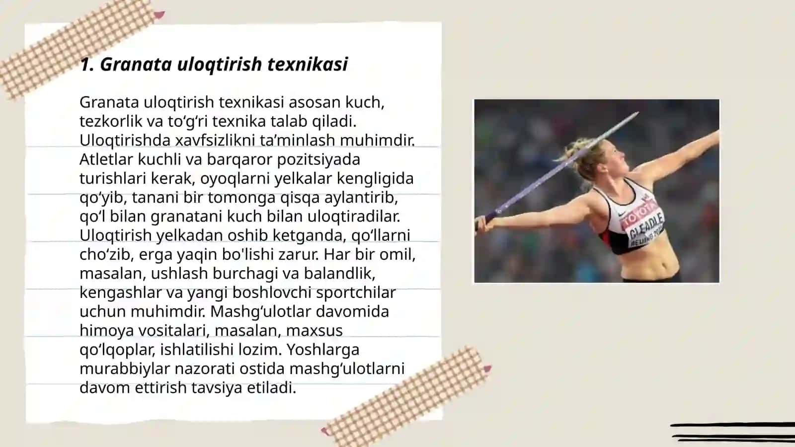 Granata va nayza uloqtirish turlari 3