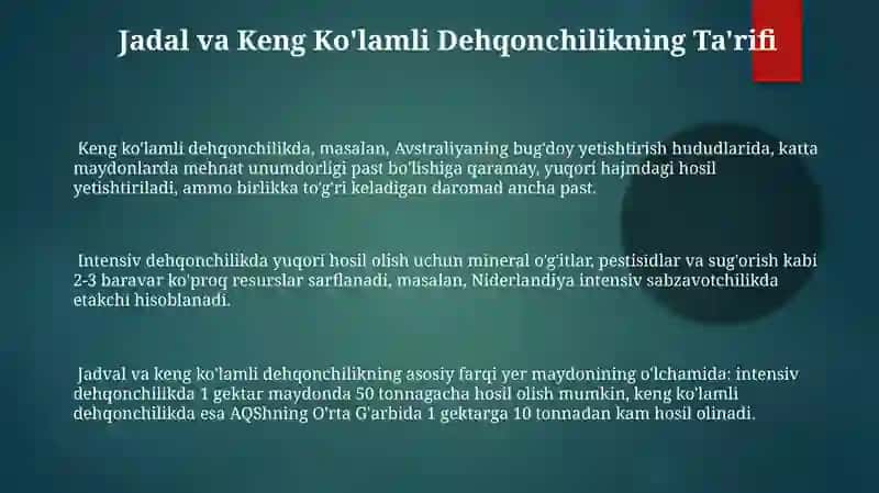 Intensiv va Ekstensiv Dehqonchilik 3