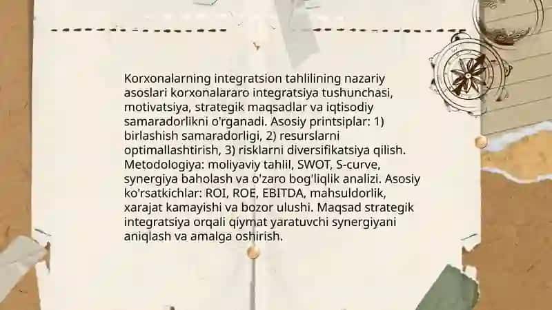 Korxonalarning integratsion tahlili 3