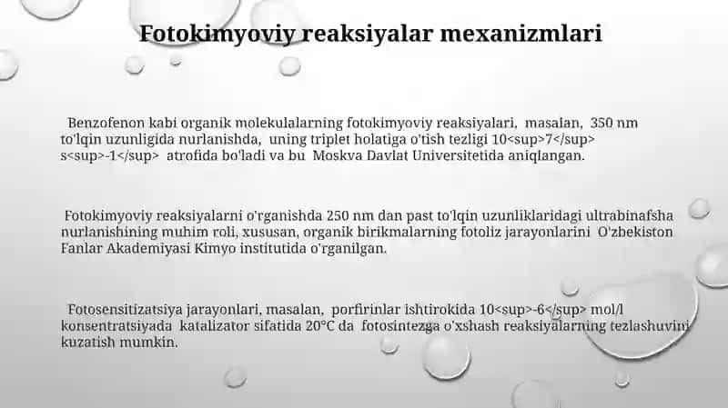 Fotokimyoviy reaksiyalar kinetikasi 3