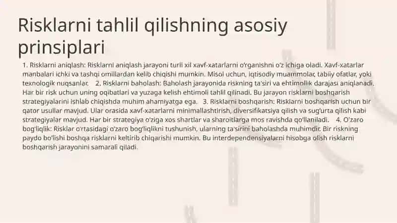Riskni kamaytirish usullarini o'rganish 3