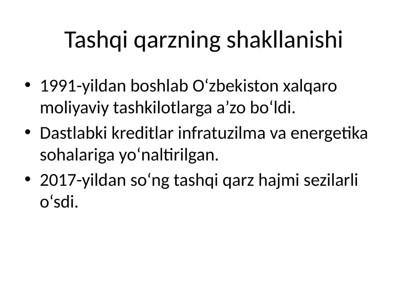 Oʻzbekiston Respublikasining tashqi qarzi: tahlil va boshqarish 3