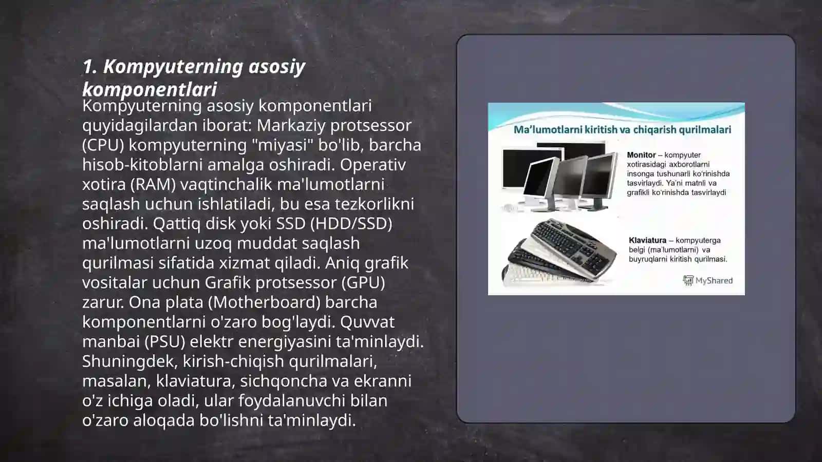 Kompyuterning tashkil etilishi va tuzilishi 3