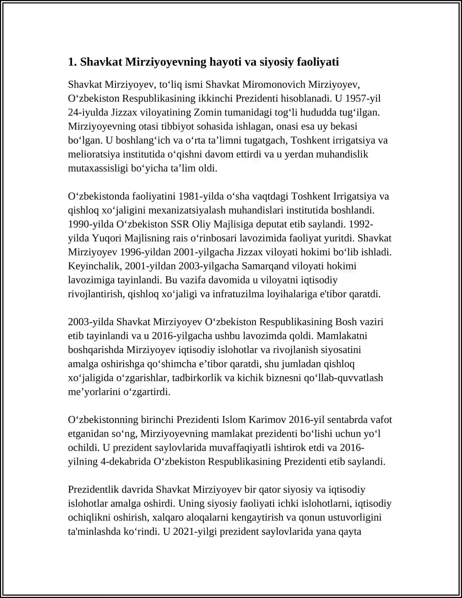 SHAVKAT MIRZIYOYEV O'ZBEKISTON PREZIYENTI 3