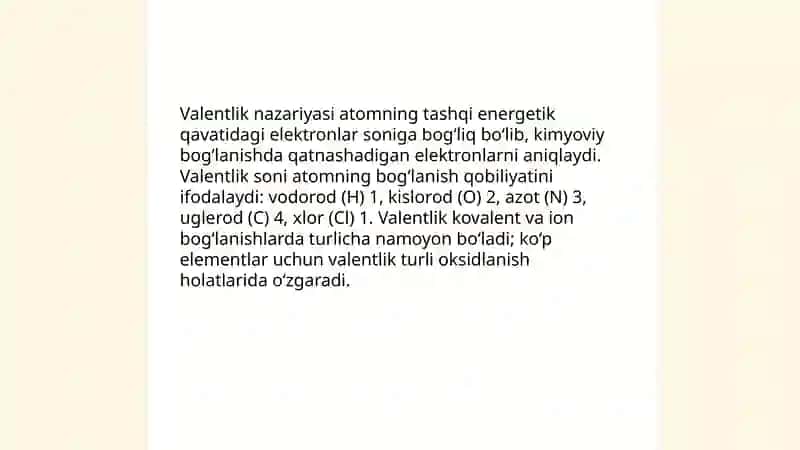 Valentlik.Elektromanfiylik.Kimyoviy bog'lanish 3
