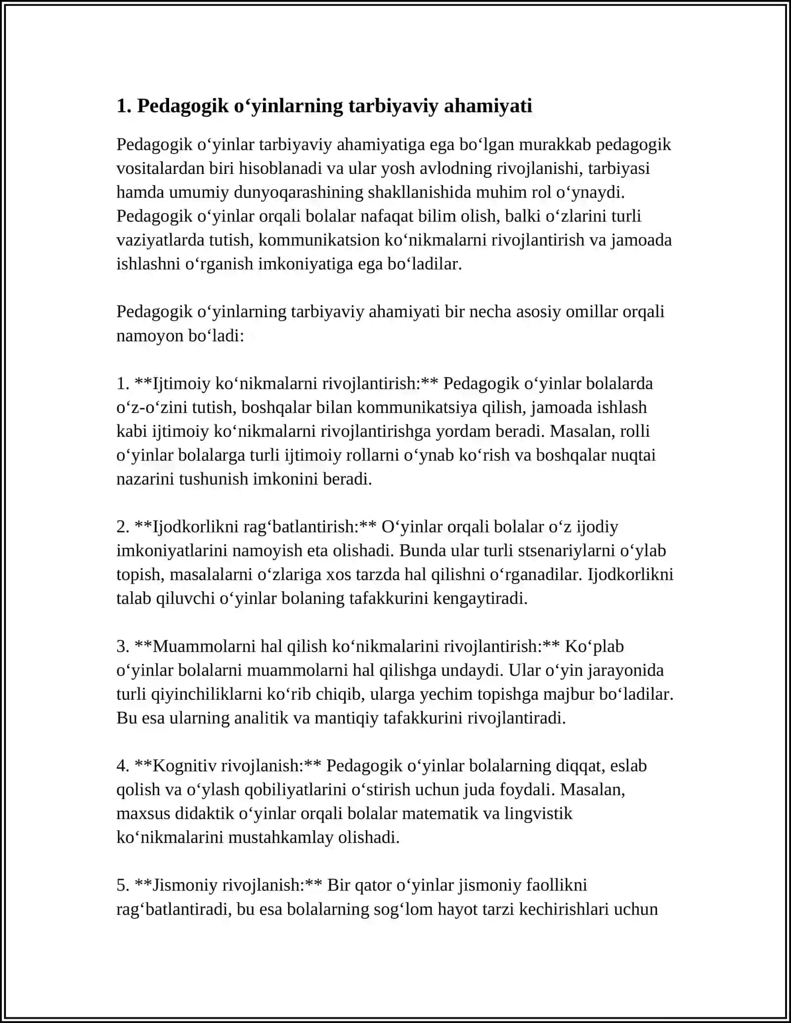 PIDAGOGIK O’YINLAR TIPOLOGIYASI 3
