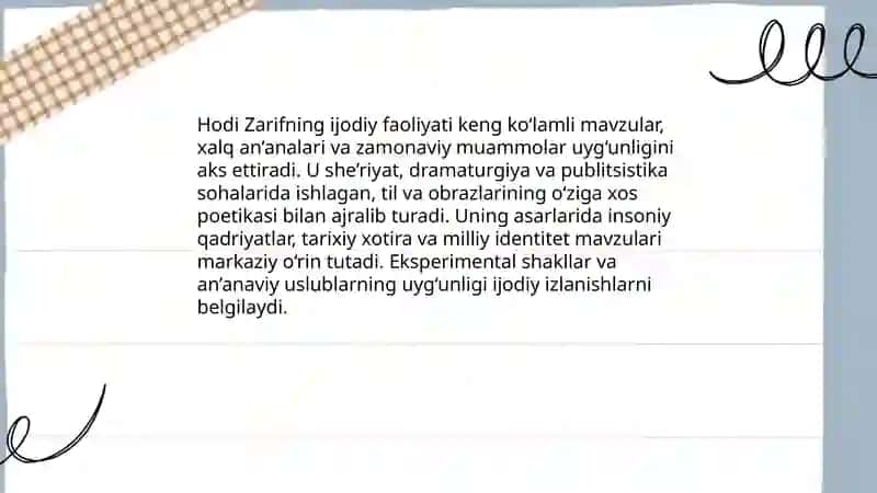 Hodi Zarif ijodiy faoliyati 3