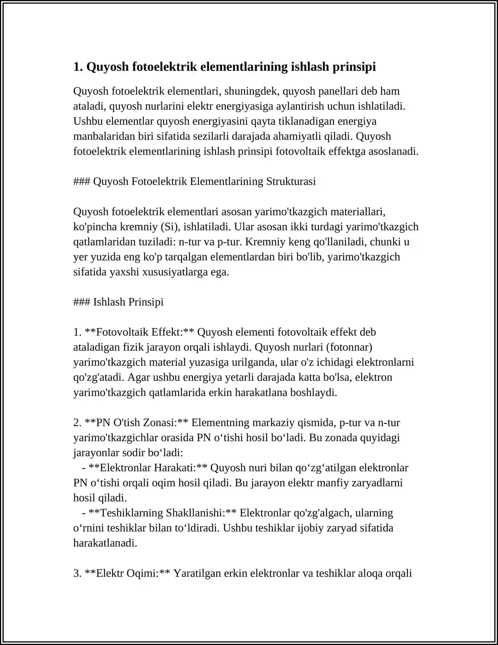 QUYOSH FOTO ELEKTRIK ELEMENTLARI VA MODULLARI 3