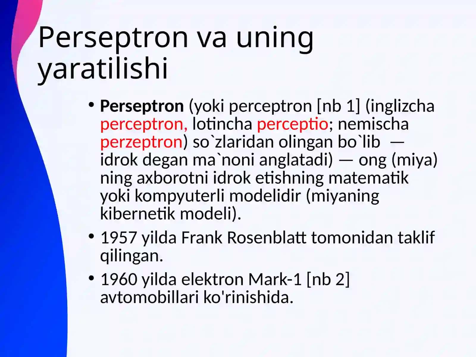 Perseptron modeli 3