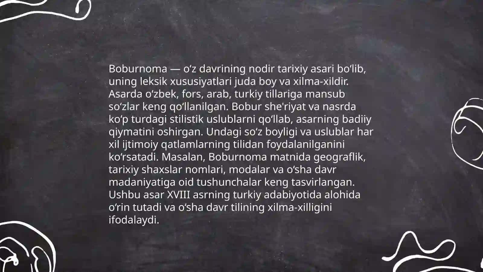 Boburnoma asarining til xususiyatlari 3