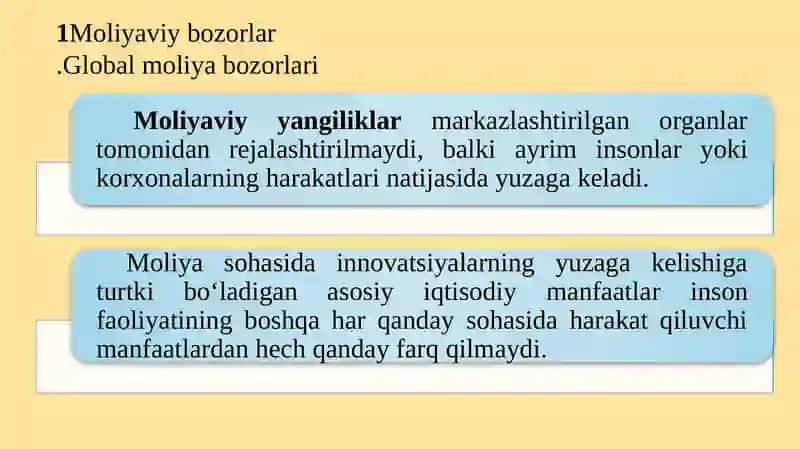 Moliyaviy bozorlar va moliyaviy yangiliklar 3