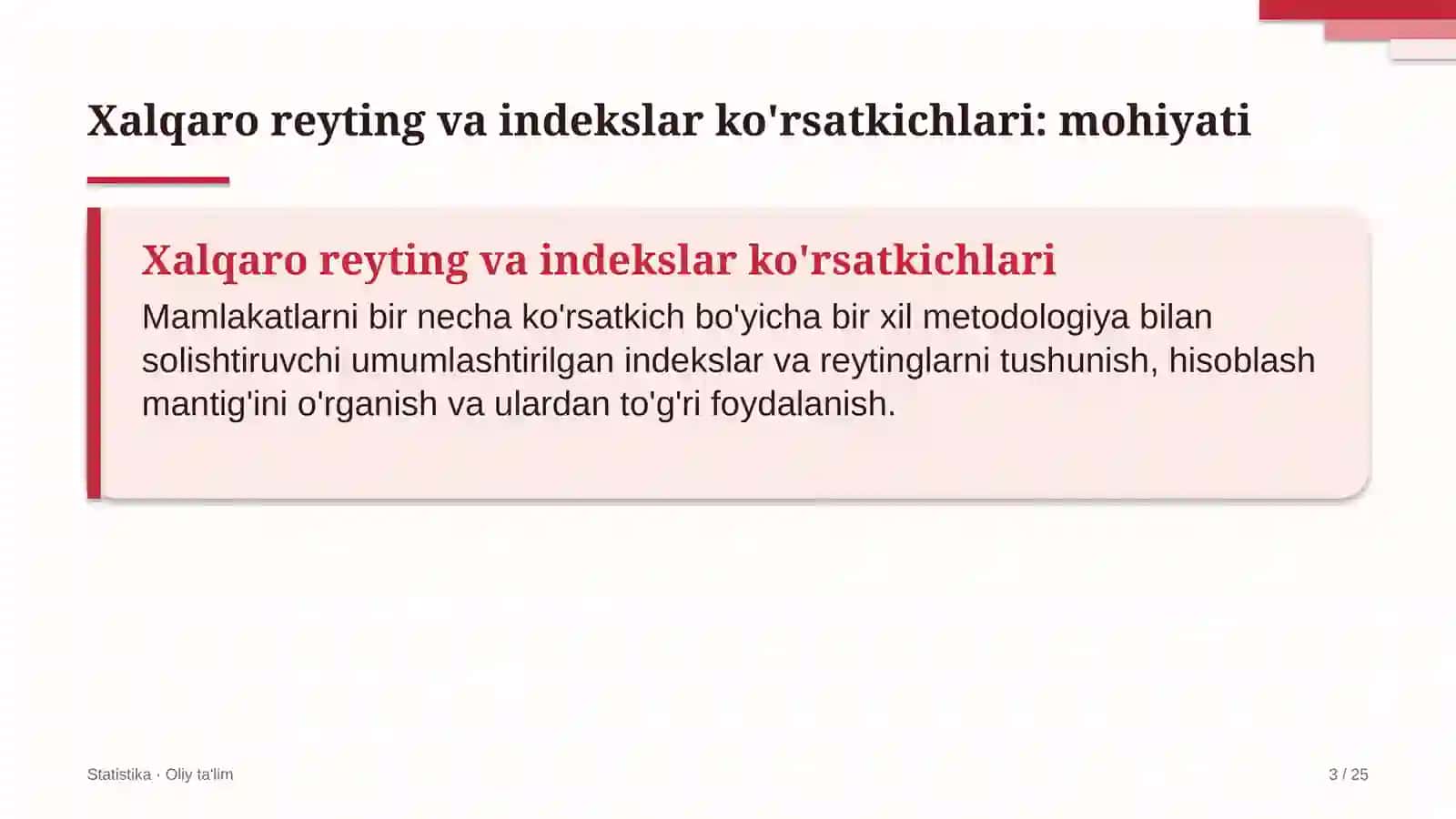 Distribyutorlik kompaniyalarida xalqaro reyting va indekslar ko'rsatkichlari 3
