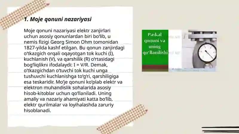 Moje qonuni va energiya yo'qotilishi 3