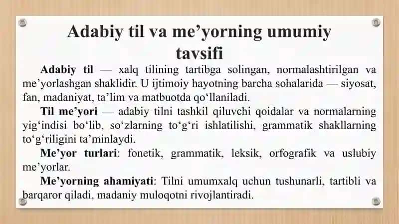 O'zbek adabiy tilining me'yorlari 3