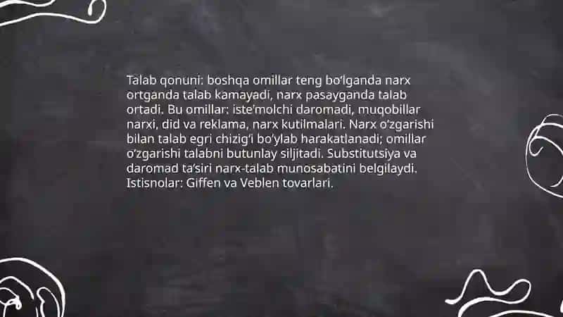 Talab va taklif qonuni: narx shakllanishi 3