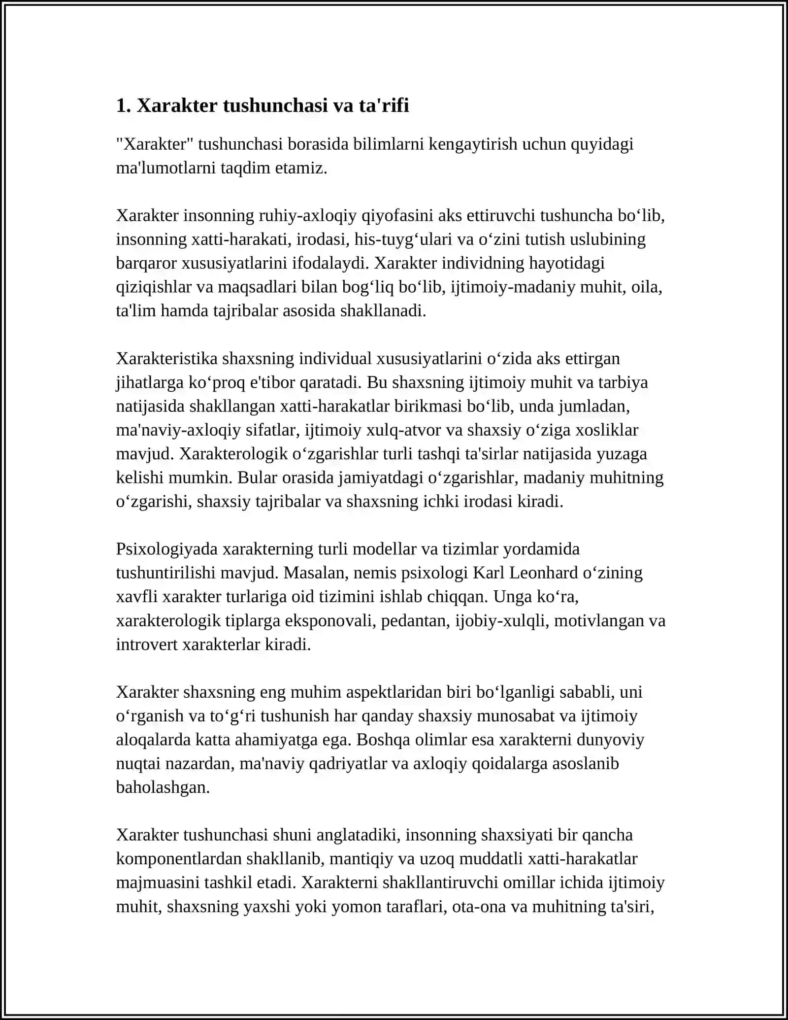 XARAKTER HAQIDA TUSHUNCHA 3