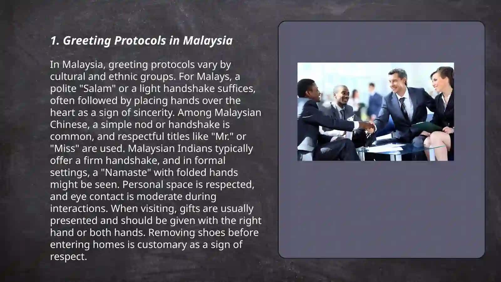 Malaysia's national etiquette and business activities 3