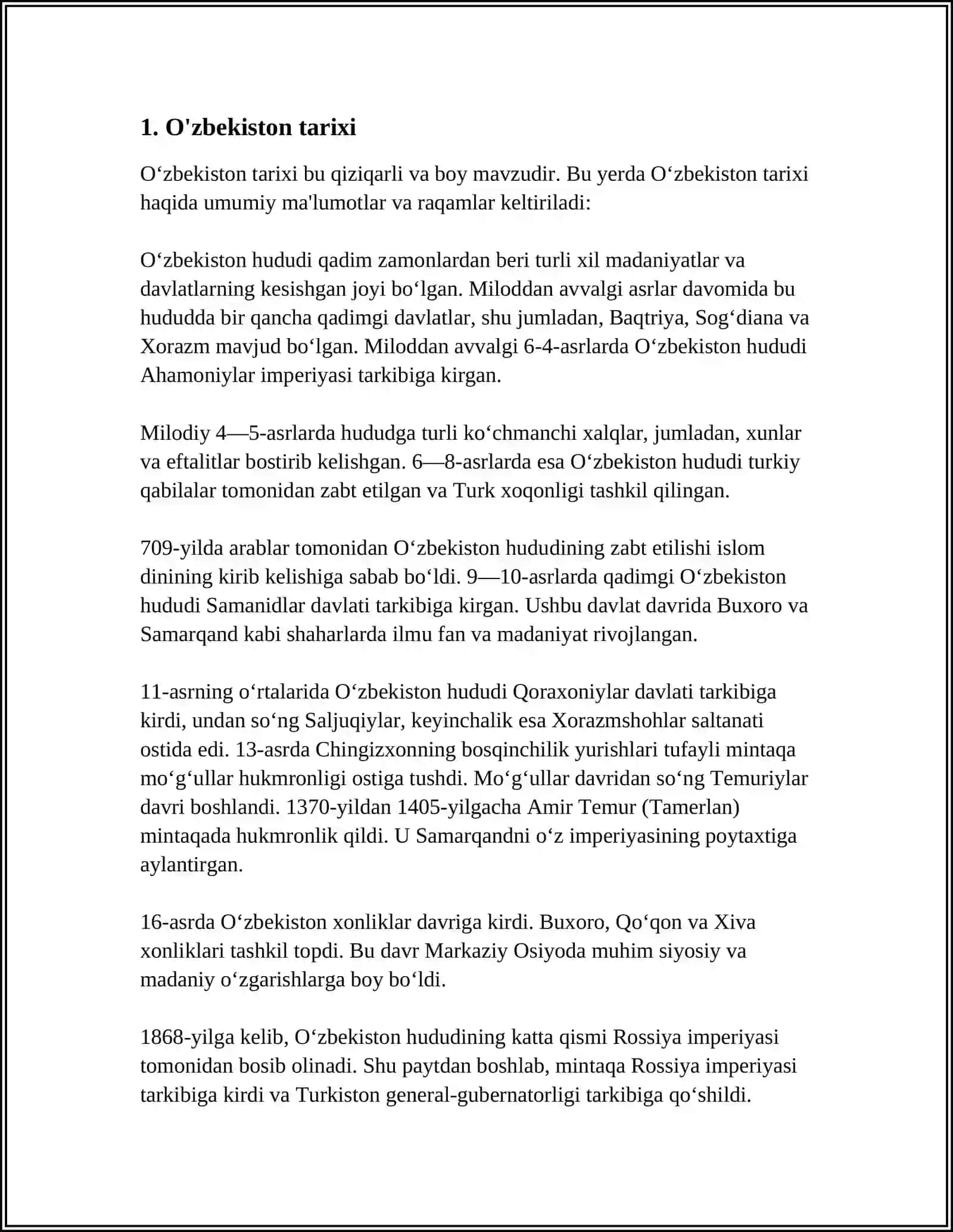 UZBEKISTON HAQIDA 3