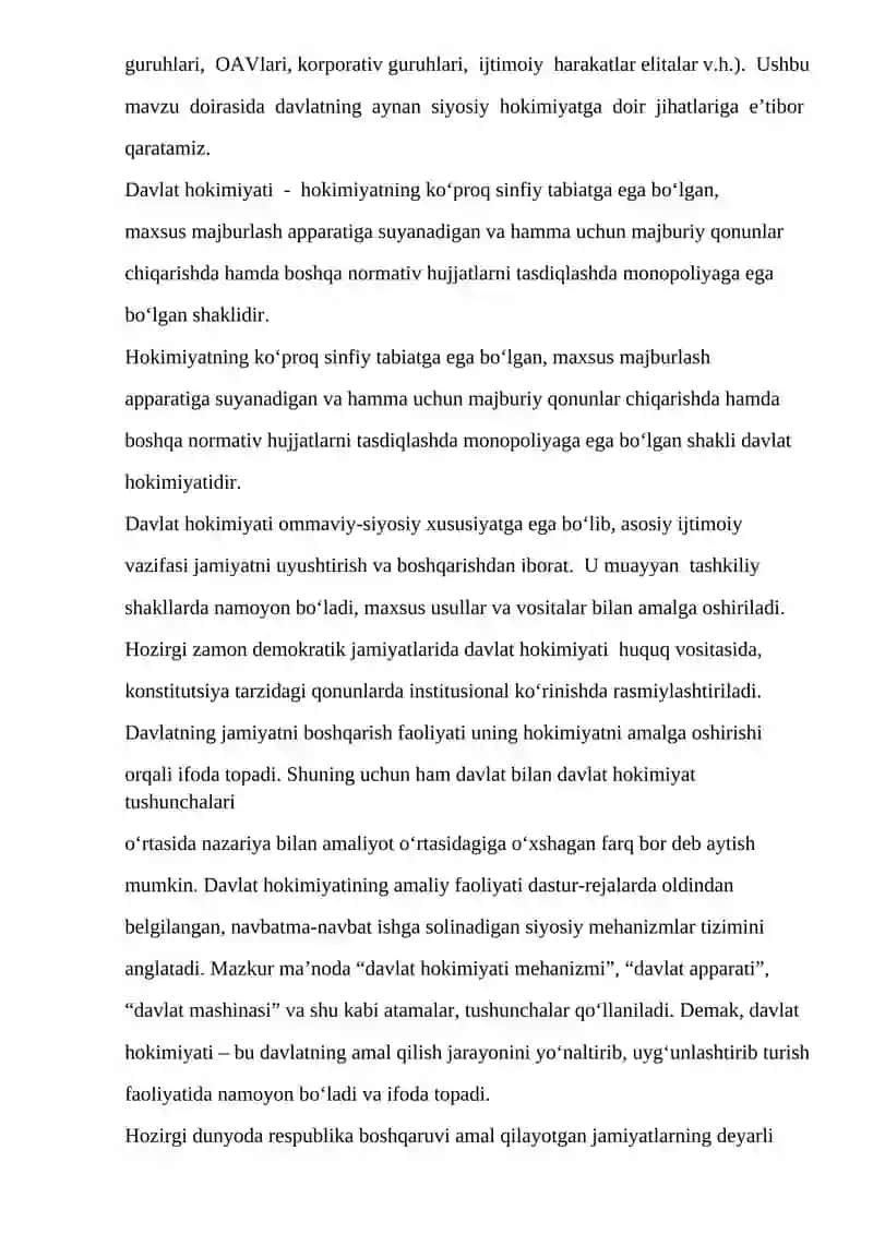 Davlat hokimiyati va uning o‘ziga xos xususiyatlari 3