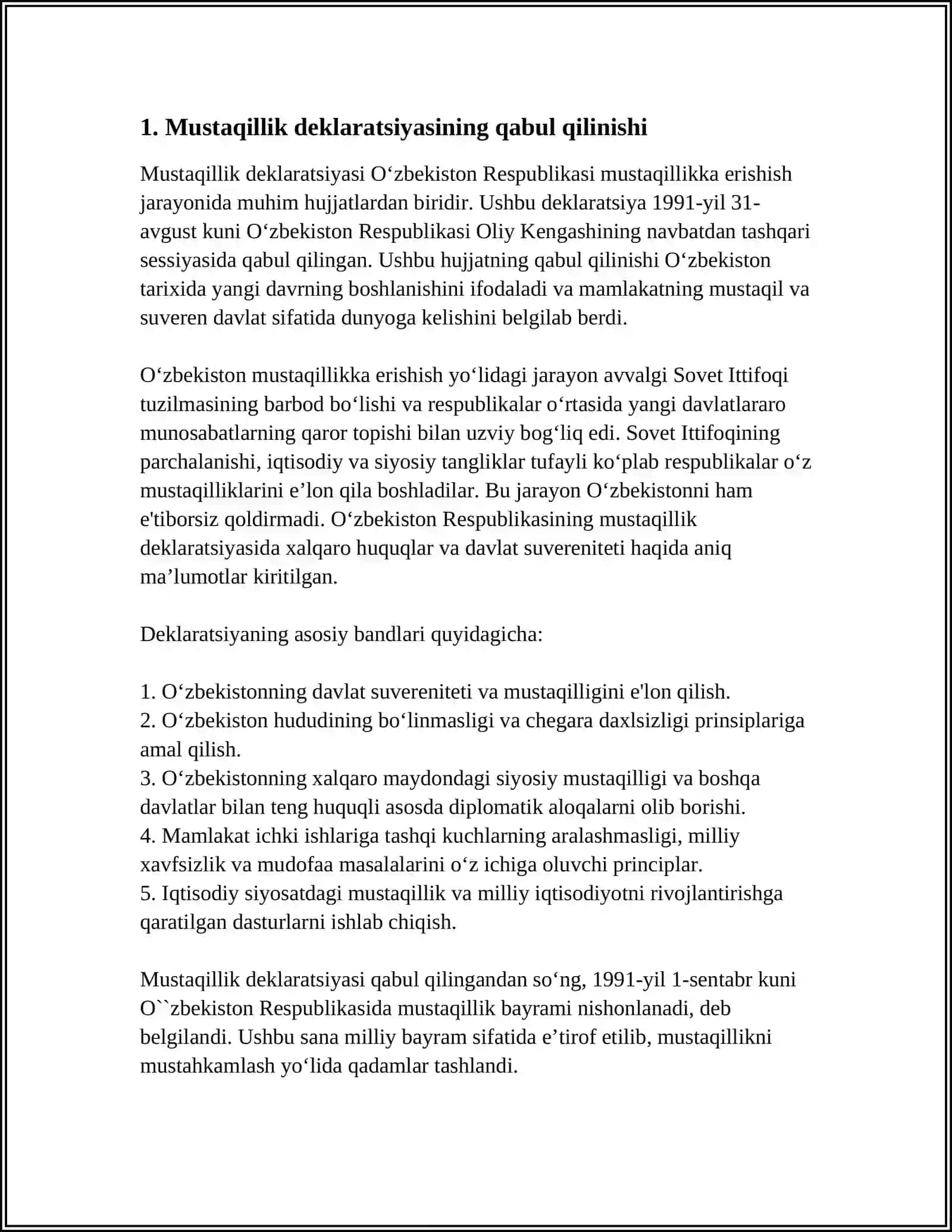O‘ZBEKISTON RESPUBLIKASI MUSTAQILLIKGA ERISHISHI 3