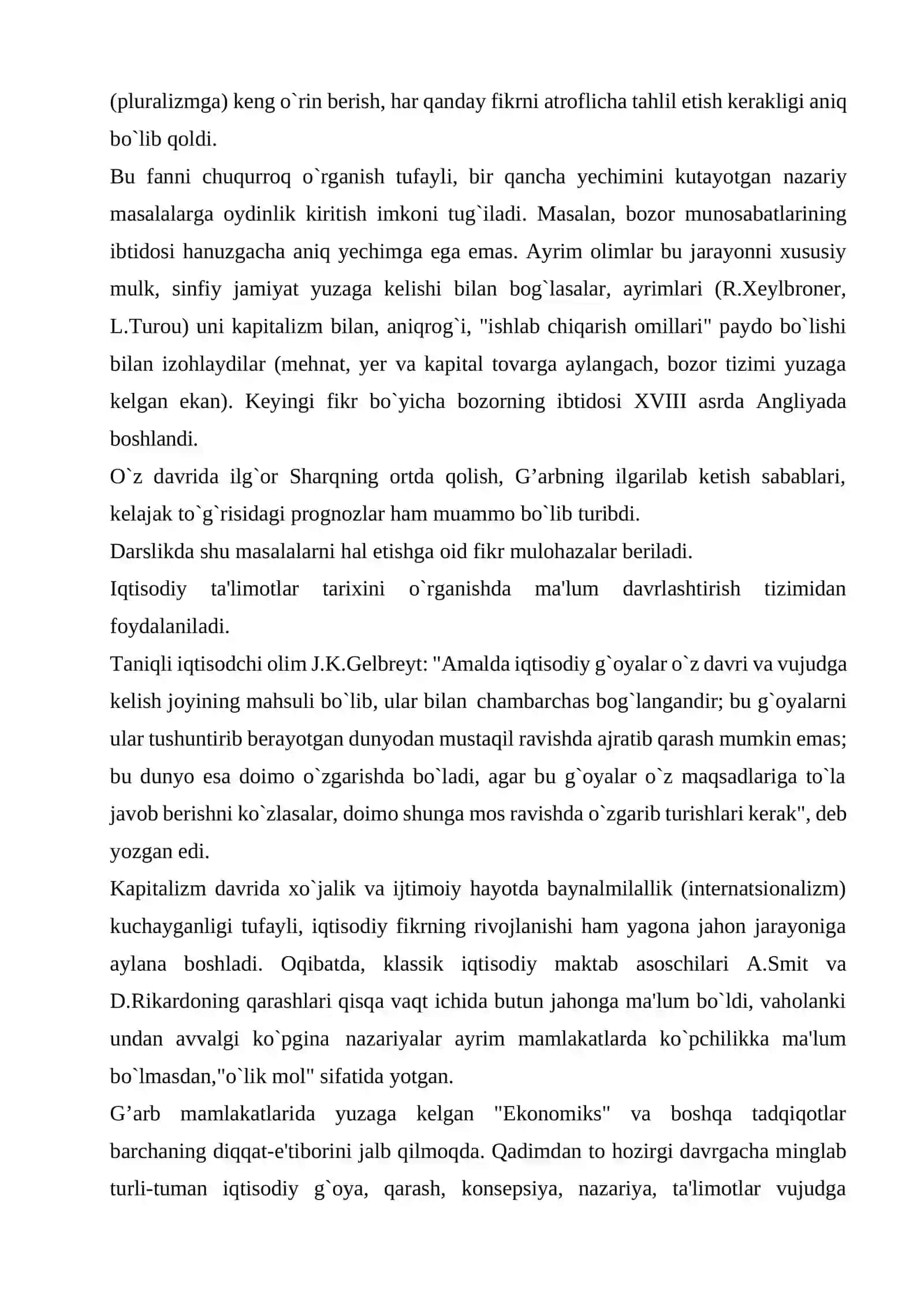 IQTISODIY TA’LIMOTLAR TARIXI KURSI 3