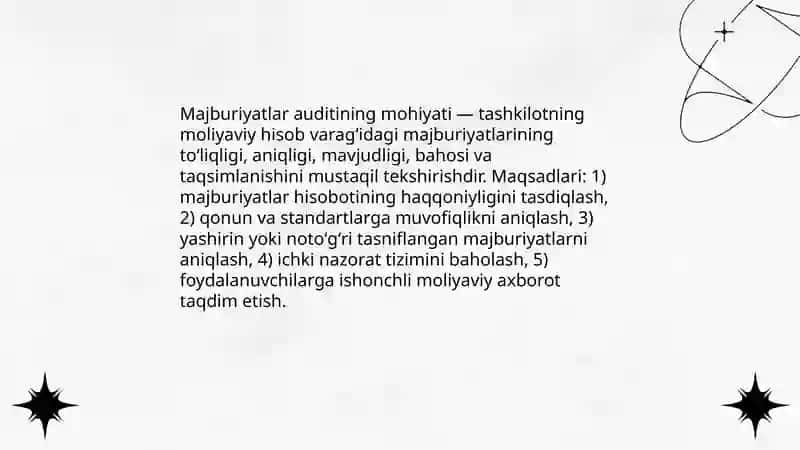 Majburiyatlar auditining xususiyatlari 3