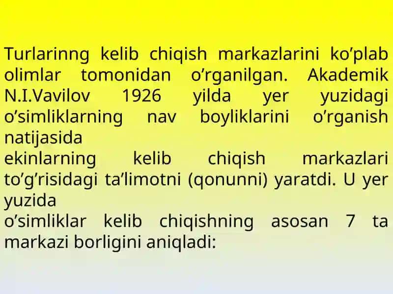 Uy tirik organizmlarining kelib chiqish markazlari 3