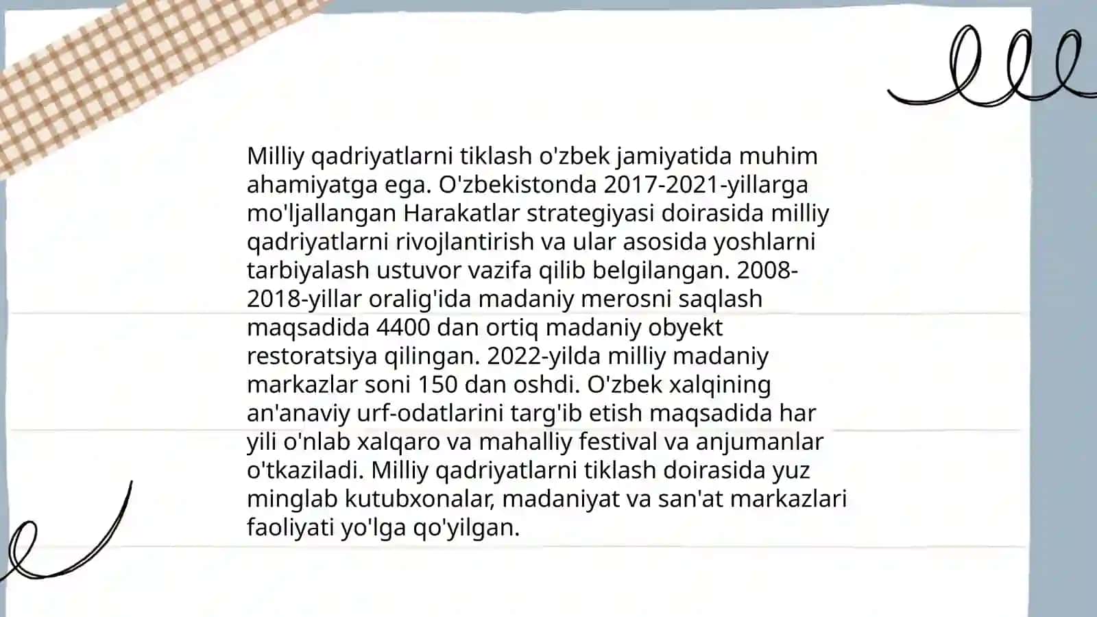 Milliy qadriyatlarni tiklash 3