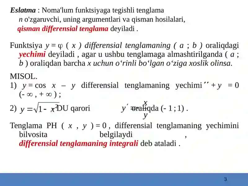 Oddiy differensial tenglama (ODE) 3