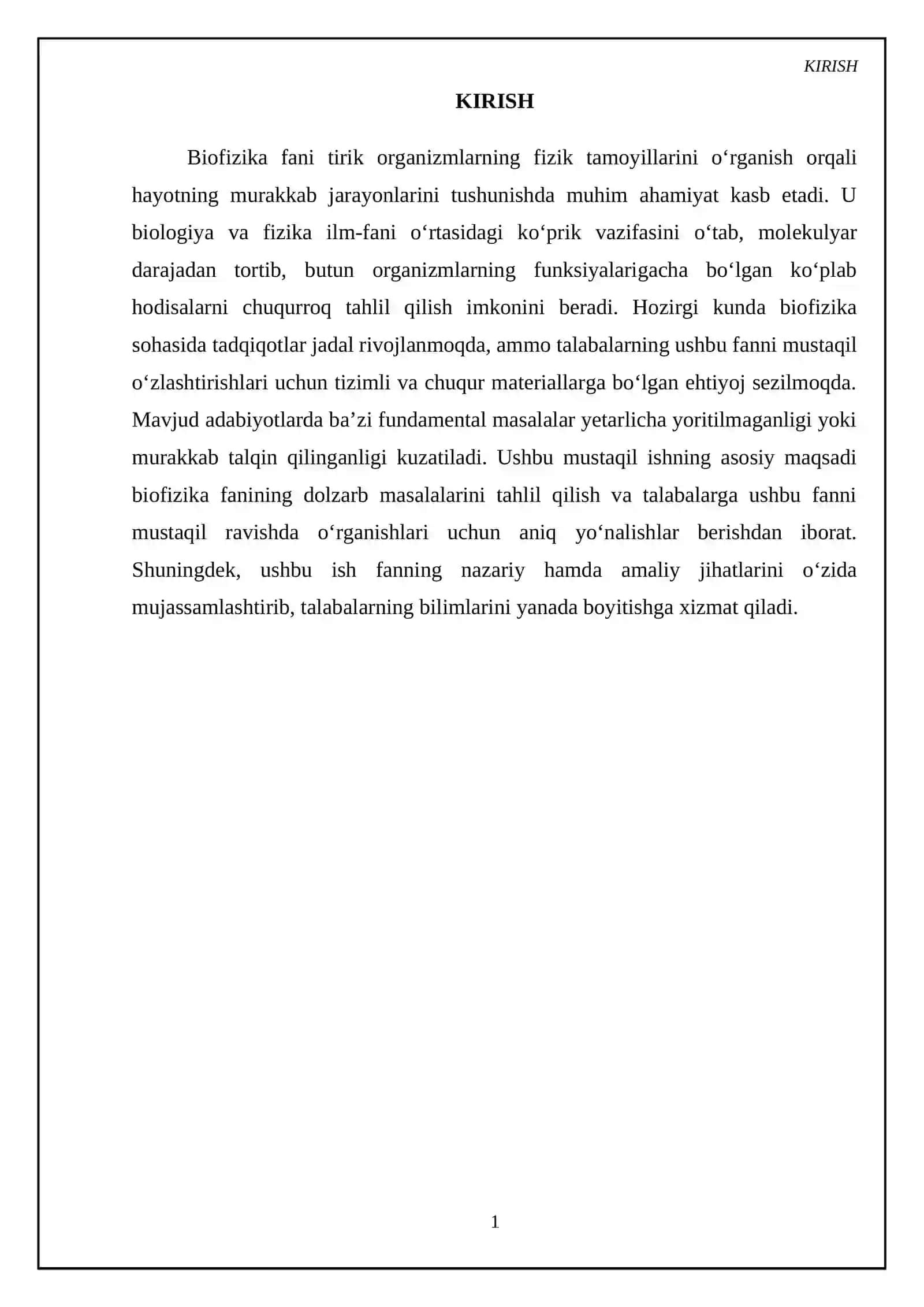 Biofizika fanidan mustaqil ish 3