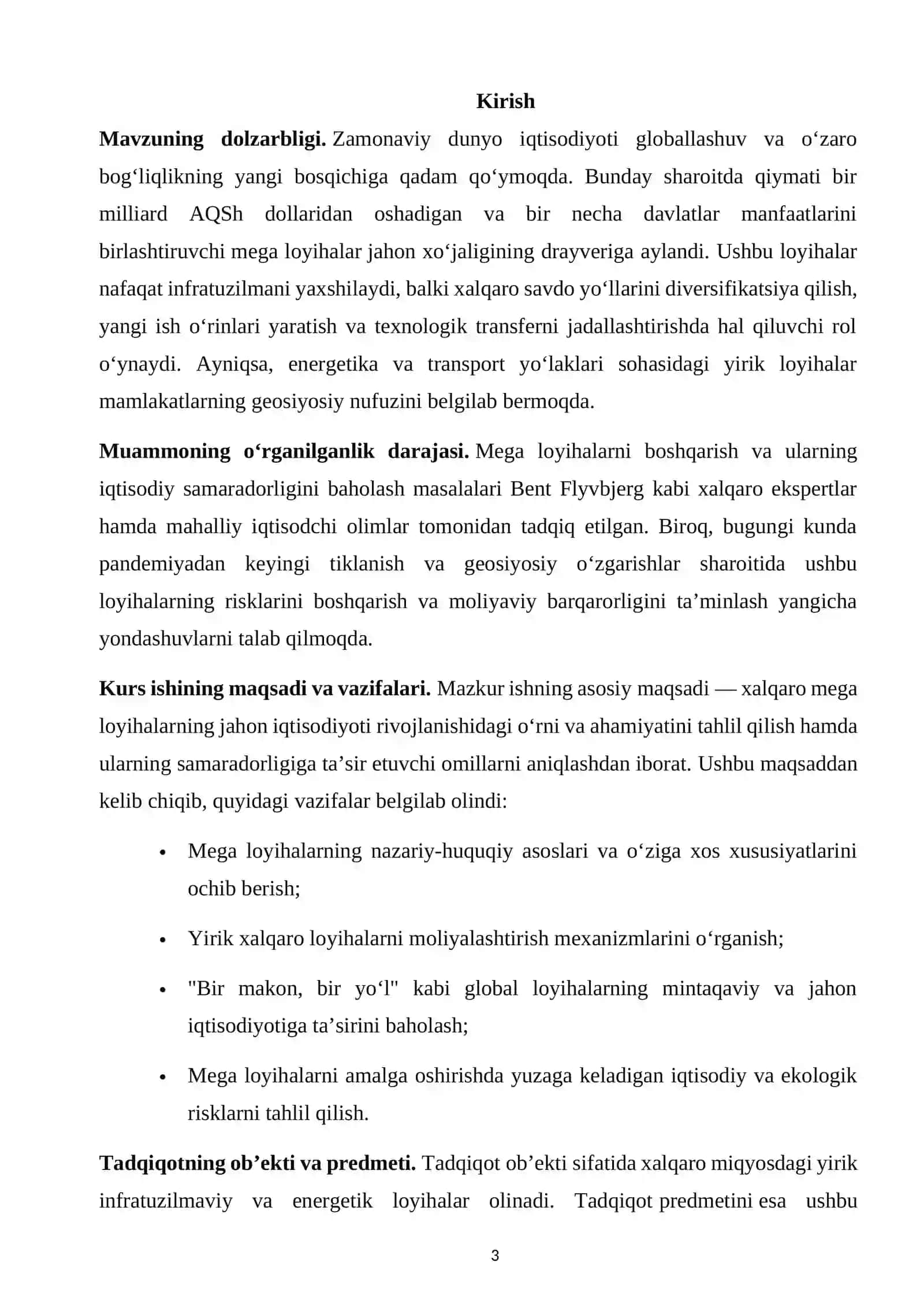 Xalqaro Mega Loyihalarning Jahon Iqtisodiyotidagi O’rni 3