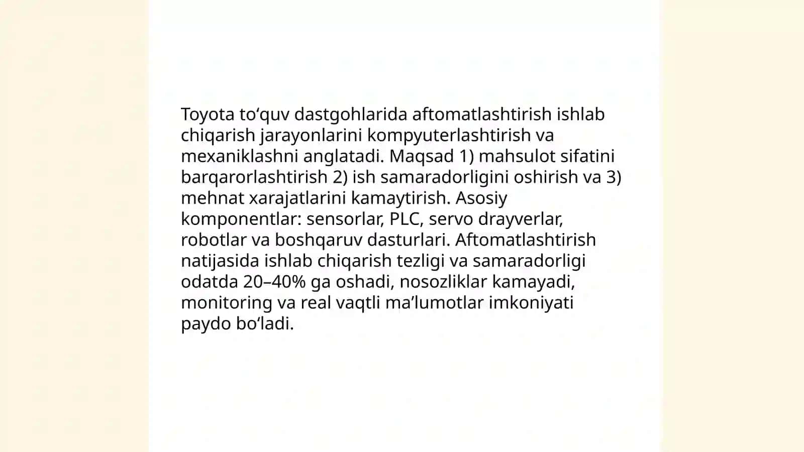 Toyota toʻquv dastgohlarining aftomatlashtirish 3