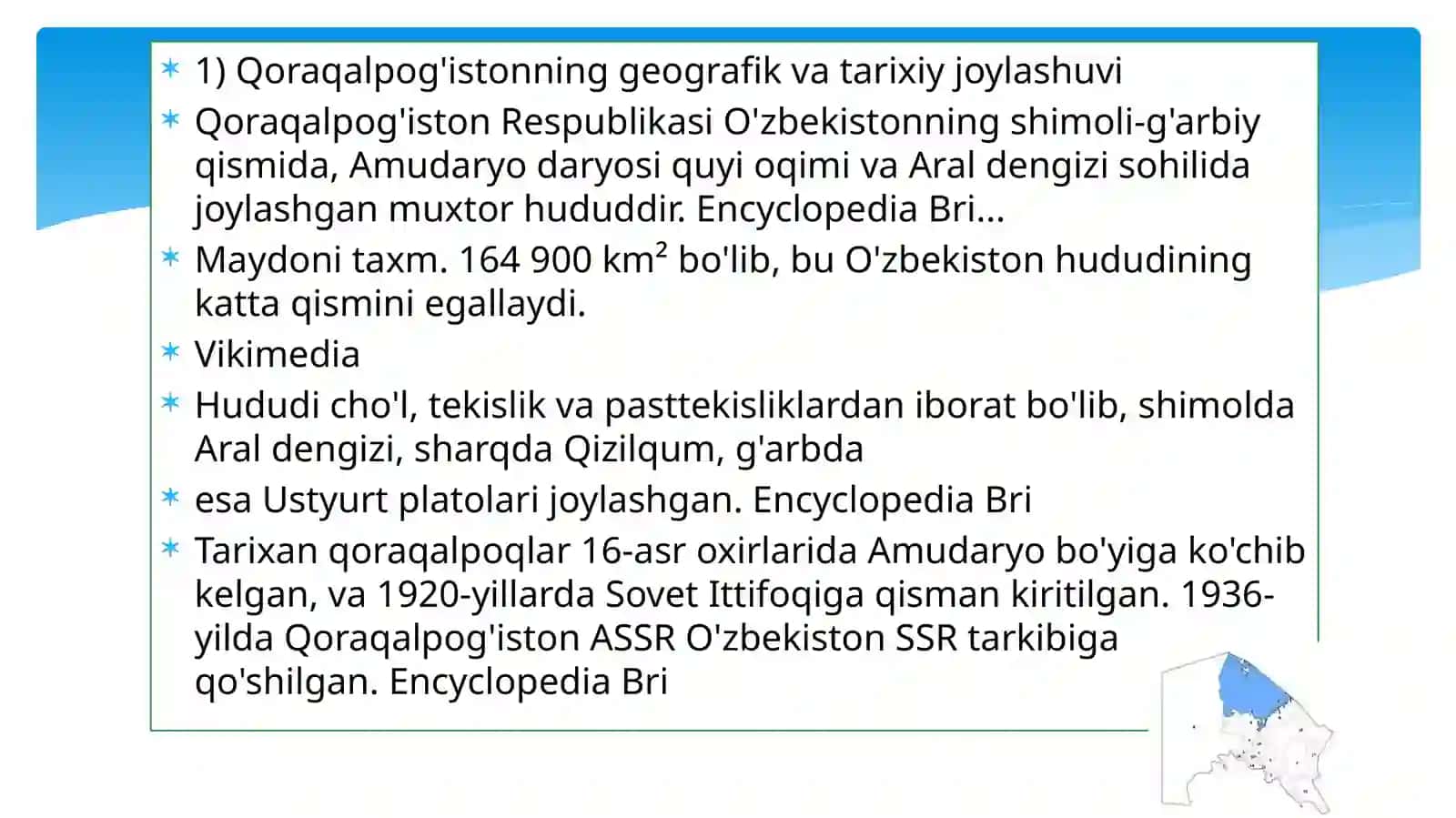 Qoraqalpog’istonning o‘rnivaahamiyati 3