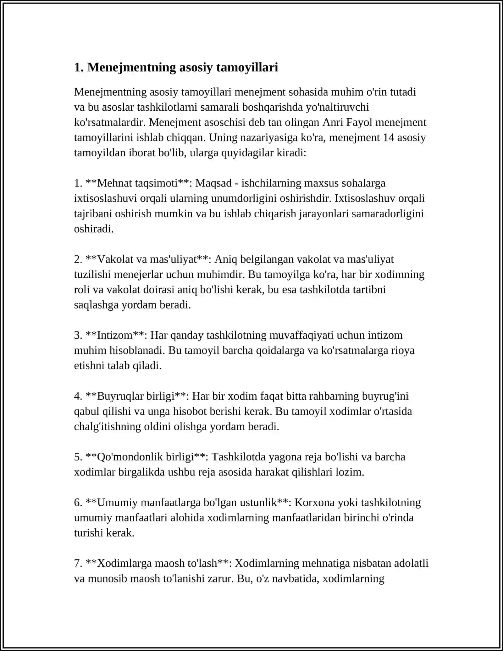 Menejmentning asosiy tamoyillari 3