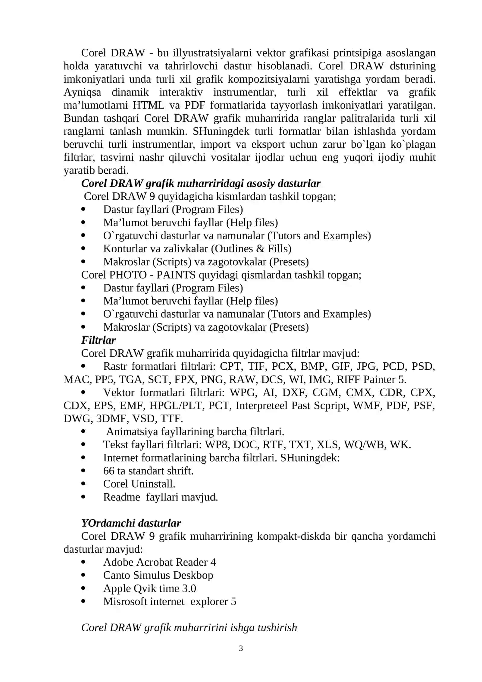 CORELL DRAW VEKTORLI GRAFIK MUHARIRIDA ISHLASH 3