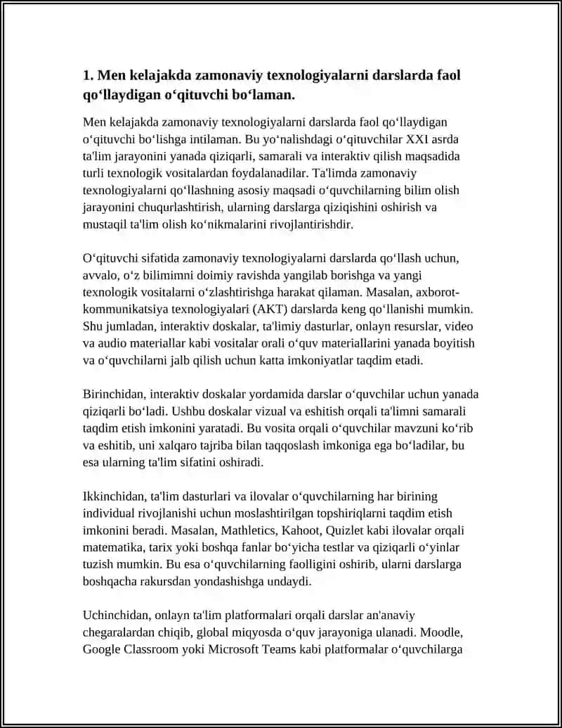 MEN KELAJAKDA QANDAY O’QITUVCHI BO’LAMAN 3