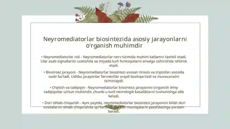 Neyromediatorlar biosintezi 3