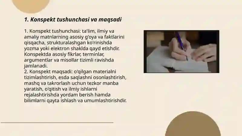 Konspekt. Konspekt turlari. Konspektlashtirish usullari. 3