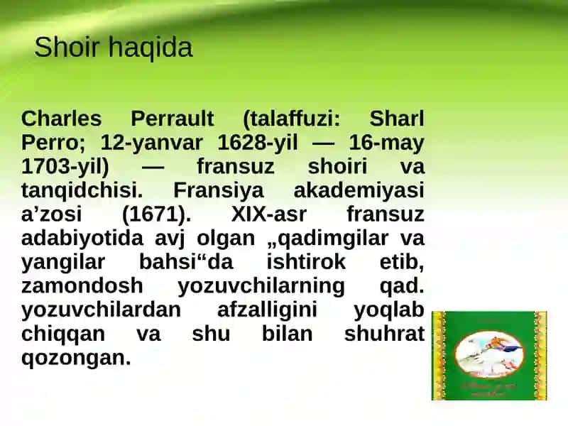 Sharl Perrohayoti,ijodi va ertaklari 3